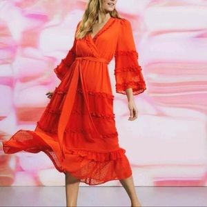 Alexis Angel Sleeve Tiered Ruffle Dress